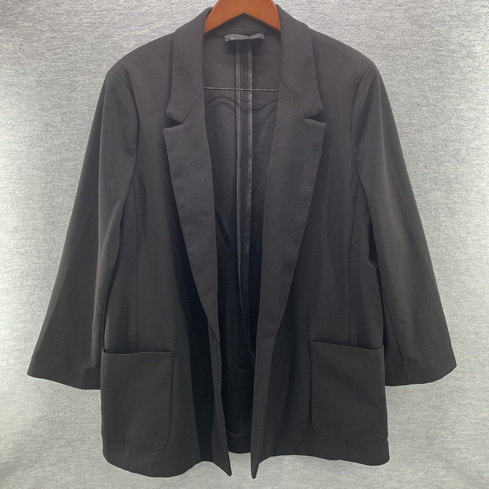 Black Label By Evan Picone Black Open Front Blazer Size XL